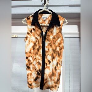 Calvin Klein Orange and Black Collared Top